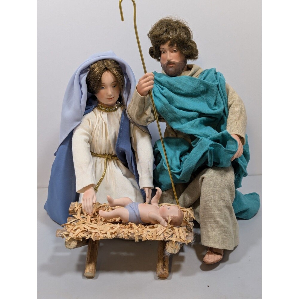 VTG Ashton Drake Brigitte Deval Porcelain Doll Nativity Jesus Joseph Mary Manger
